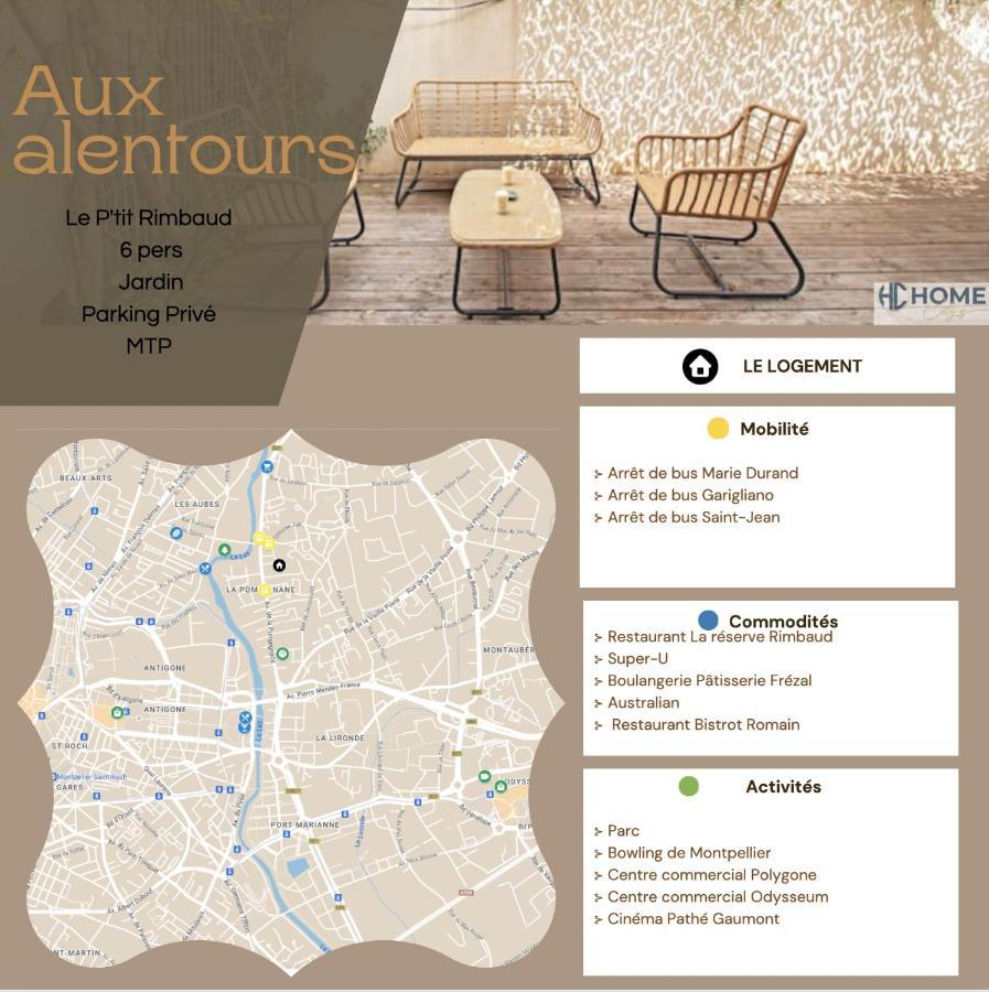 Le P'Tit Rimbaud, 6 Pers, Parking Prive, Jardin,Wifi Montpellier Exterior photo